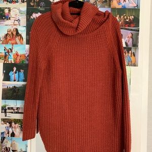 burnt orange knit turtle neck sweater